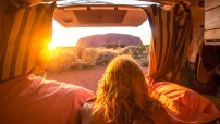 View of Uluru from the Back of a Van