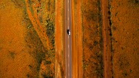 Driving along Stuart Highway Aerial Shot
