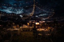 Dinner outside at night under the night sky