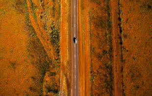car driving in the red centre