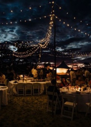 Dinner outside at night under the night sky