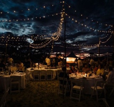 Dinner outside at night under the night sky