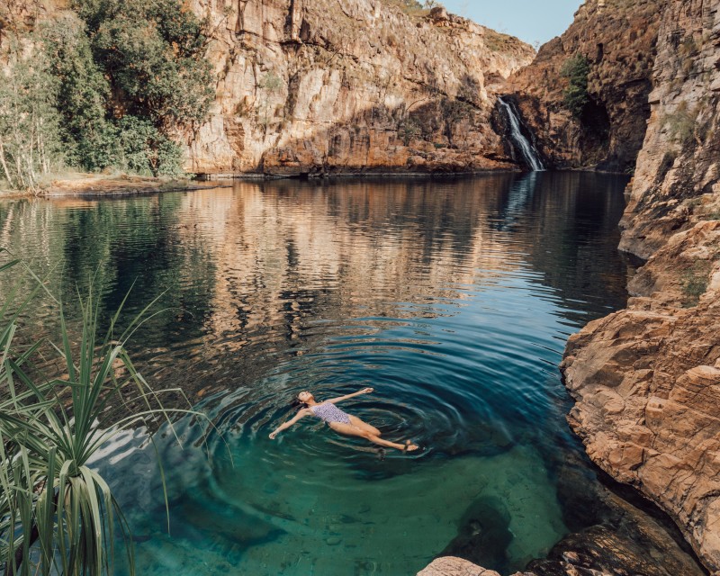 Maguk Gorge landscape shot showcasing the peaceful falls.