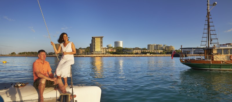 Couple on boat near Darwin Waterfront