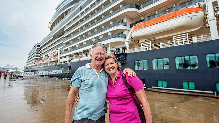 Couple at a cruise ship