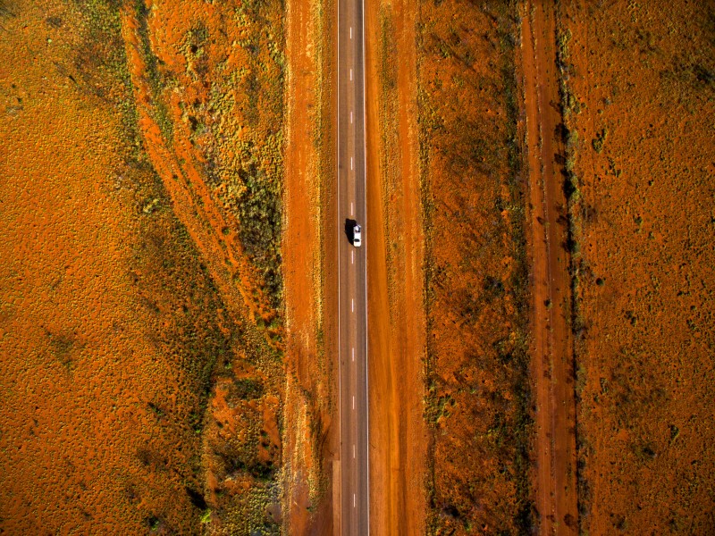 Stuart Highway Aerial of Car