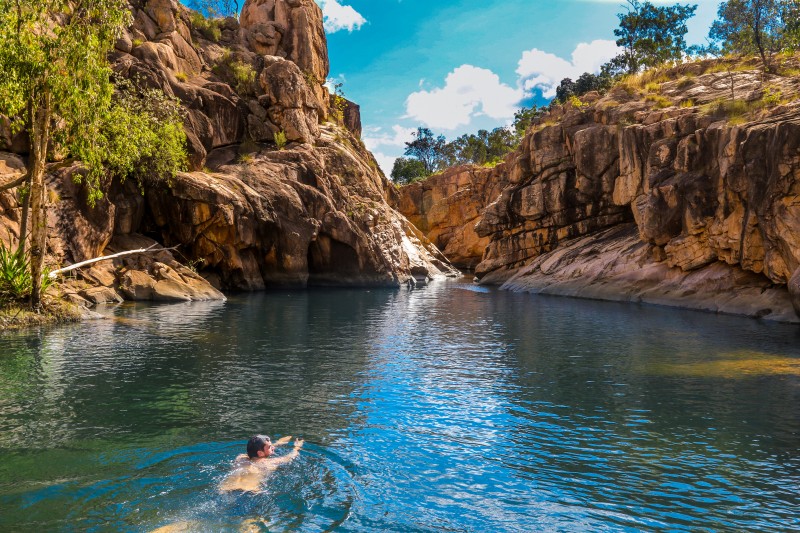 Swimming in Gunlom Falls