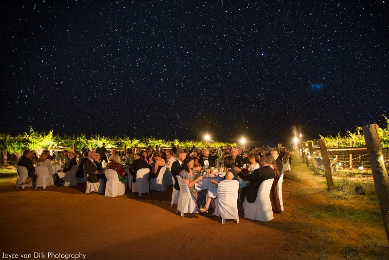Dinner tables Outside at Rocky Hill Table Grape Farm in Alice Springs