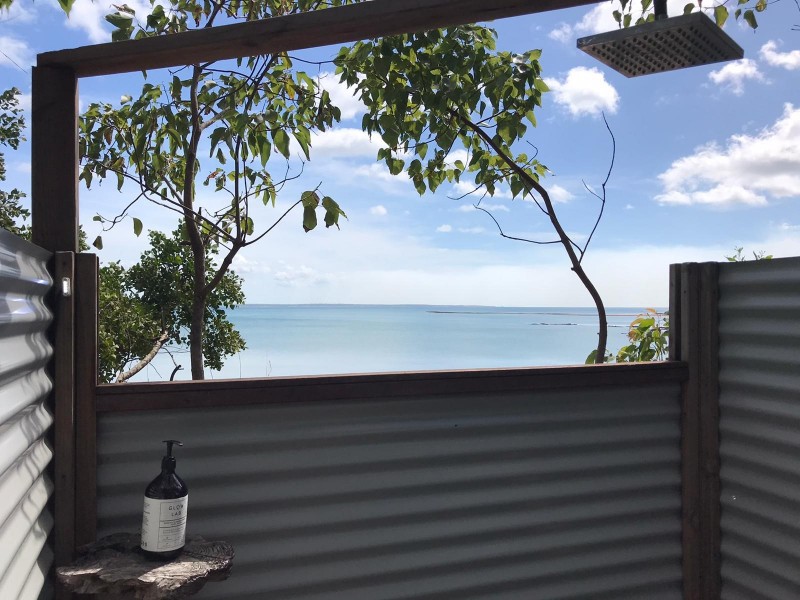 outdoor shower overlooking ocean