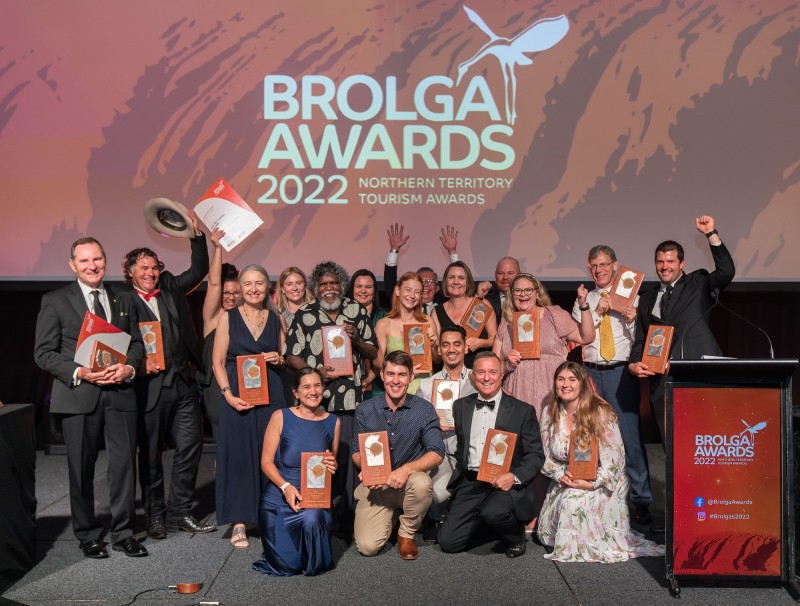 group shot of people with trophies